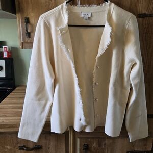 CeCe Cream Frayed-Trim Snap Front Jacket